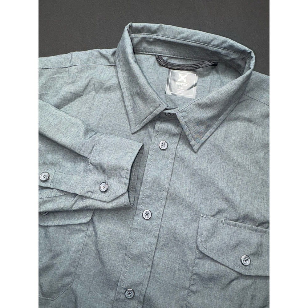Vertx Shirt Mens XXL Gray Button Up Long Sleeve Technical Pockets